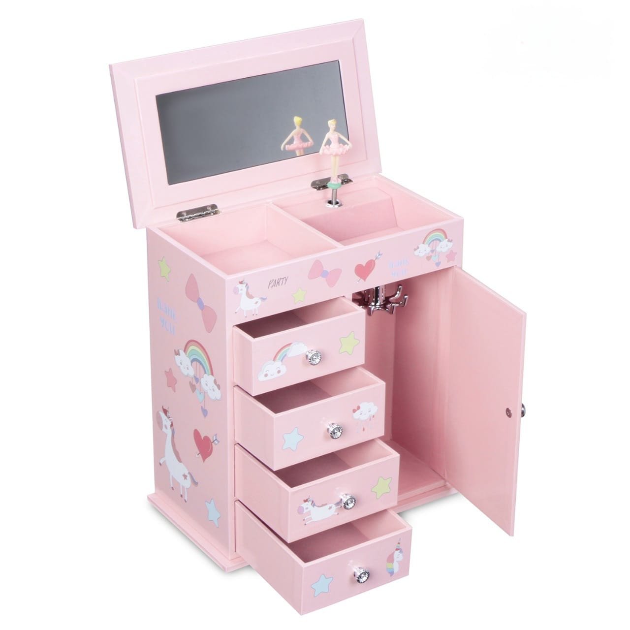 5-Layer Jewelry Box for Girls musical unicorn-themed organizer